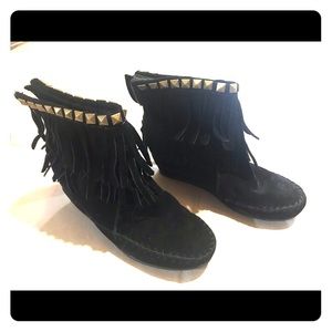 Skech+3 by Sketchers Black Suede Wedge Booties